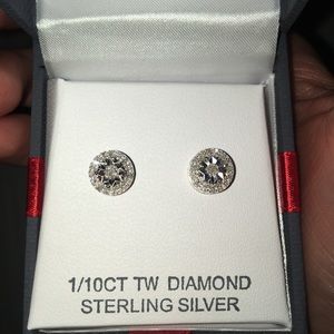 Diamond sterling silver earrings